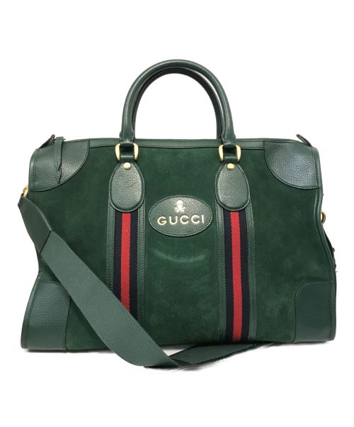 GUCCI（グッチ）GUCCI (グッチ) シェリーラインスウェードスカルロゴトートバッグ グリーンの古着・服飾アイテム