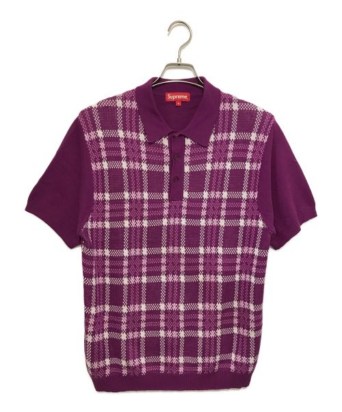 SUPREME（シュプリーム）SUPREME (シュプリーム) Plaid Knit Polo パープル サイズ:Sの古着・服飾アイテム