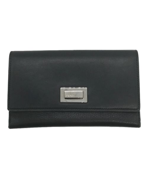 FENDI（フェンディ）FENDI (フェンディ) PEEKABOO SELLERIA TRIFOLD WALLET ネイビーの古着・服飾アイテム