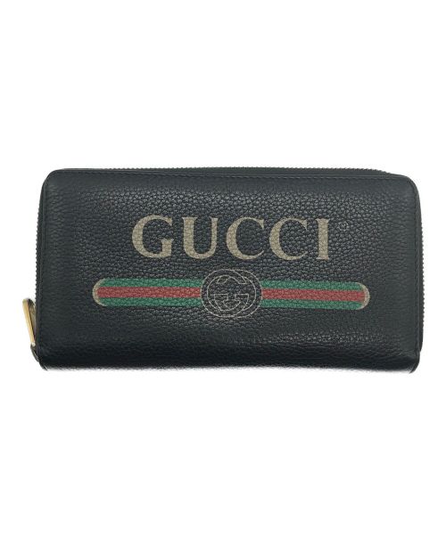 GUCCI（グッチ）GUCCI (グッチ) ラウンドファスナーウォレット ブラックの古着・服飾アイテム