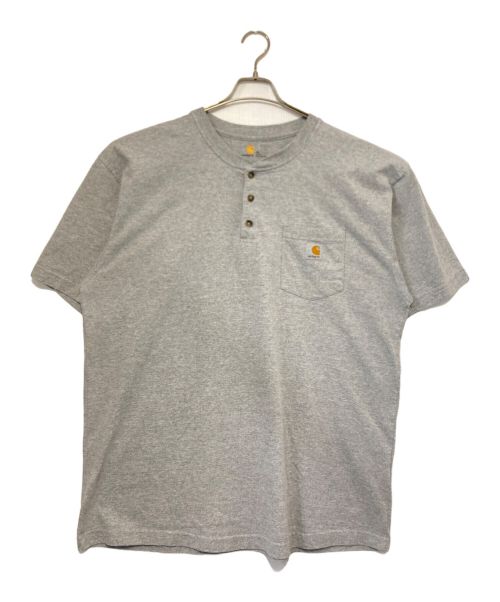 CarHartt（カーハート）CarHartt (カーハート) ヘンリーネック ハーフボタンTシャツ グレー サイズ:XLの古着・服飾アイテム