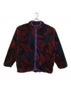 HUFハフ）の古着「SATIVA FLORAL FULL-ZIP SHERPA JACKET」｜ネイビー×ボルドー