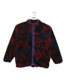 HUF（ハフ）の古着「SATIVA FLORAL FULL-ZIP SHERPA JACKET」｜ネイビー×ボルドー