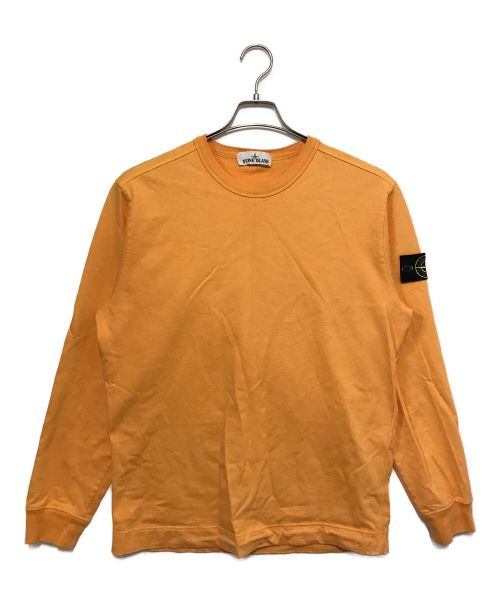 STONE ISLAND（ストーンアイランド）STONE ISLAND (ストーンアイランド) ヘビーウェイトコットンクルーネックL/Sカットソー オレンジ サイズ:Mの古着・服飾アイテム