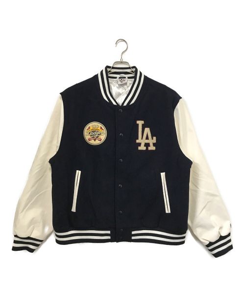 MLB（エムエルビー）MLB (エムエルビー) New Era (ニューエラ) Los Angeles Dodgers Varcity Jacket ネイビー サイズ:XLの古着・服飾アイテム