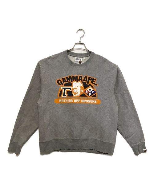 A BATHING APE（アベイシングエイプ）A BATHING APE (アベイシングエイプ) RELAXED CLASSIC GAMMA APE CREWNECK グレー サイズ:Mの古着・服飾アイテム