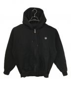 KEBOZケボズ）の古着「BB SMALL WAPPEN SWEAT FULL ZIP HOODIE」｜ブラック