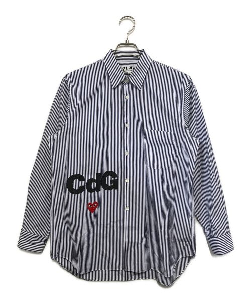 PLAY COMME des GARCONS（プレイ コムデギャルソン）PLAY COMME des GARCONS (プレイ コムデギャルソン) Blouse Stripe ブルー サイズ:Mの古着・服飾アイテム