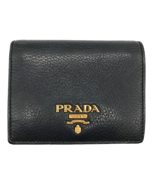 PRADA（プラダ）PRADA (プラダ) 2つ折り財布 ネイビー×レッドの古着・服飾アイテム