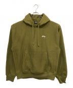 stussyステューシー）の古着「STOCK LOGO HOODIE/ストック ロゴ フーディー」｜カーキ