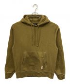 stussyステューシー）の古着「Contrast Stitch Label Pullover Hoodie」｜オリーブ