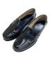 PRADA（プラダ）の古着「BLUE POLISHED LEATHER LOGO PENNY MOCCASIN LOAFERS」｜ブラック