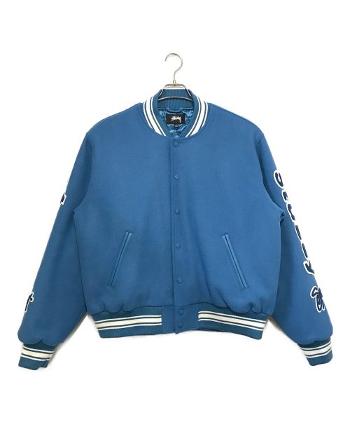 stussy（ステューシー）stussy (ステューシー) VARSITY JACKET COMPETITION スカイブルー サイズ:Ⅼの古着・服飾アイテム