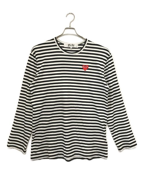 PLAY COMME des GARCONS（プレイ コムデギャルソン）PLAY COMME des GARCONS (プレイ コムデギャルソン) HEART LOGO STRIPED / ハート ロゴ ストライプ ブラック×ホワイト サイズ:XXLの古着・服飾アイテム