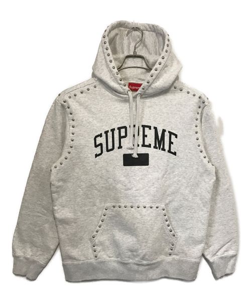 SUPREME（シュプリーム）SUPREME (シュプリーム) Studded Hooded Sweatshirt / スタッディド フーデッド スウェット シャツ ライトグレー サイズ:MEDIUMの古着・服飾アイテム