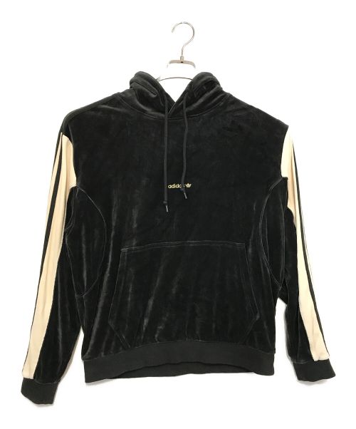 adidas（アディダス）adidas (アディダス) Velour Hoody Velvet Contrastings ブラック サイズ:2XLの古着・服飾アイテム