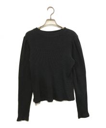 RHC Ron Herman（アールエイチシー ロンハーマン）の古着「Organic Cotton Waffle Puff Shoulder Pullover / オーガニック コットン ワッフル パフ ショルダー プルオーバー」｜ブラック