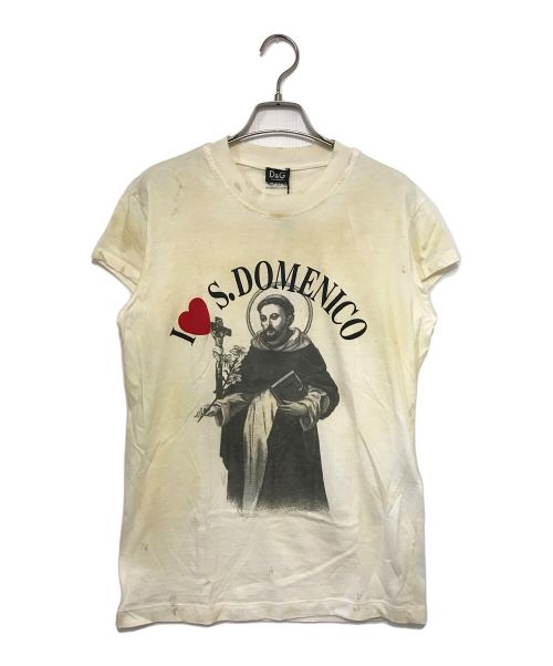 DOLCE & GABBANA（ドルチェ＆ガッバーナ）DOLCE & GABBANA (ドルチェ＆ガッバーナ) ダメージ加工Tシャツ ホワイト サイズ:Sの古着・服飾アイテム