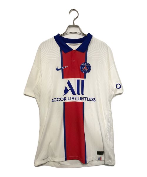 Paris Saint-Germain（パリ・サン ジェルマン）Paris Saint-Germain (パリ・サン ジェルマン) ポロシャツ ホワイト×ブルー サイズ:Ⅼの古着・服飾アイテム