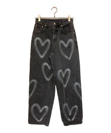 MIDNIGHT move（ミッドナイトムーブ）の古着「heart denim pants」｜グレー