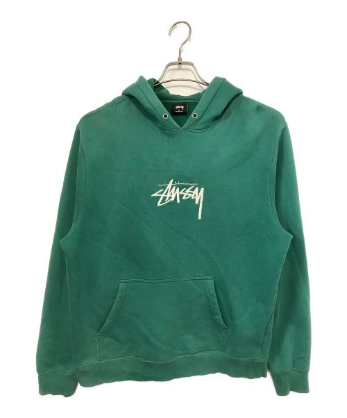 stussy（ステューシー）stussy (ステューシー) ロゴ刺繍パーカー グリーン サイズ:Ｍの古着・服飾アイテム