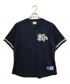 KEBOZケボズ）の古着「MESH V NECK BASEBALL SHIRT」｜ネイビー