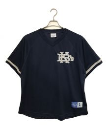 KEBOZ（ケボズ）の古着「MESH V NECK BASEBALL SHIRT」｜ネイビー