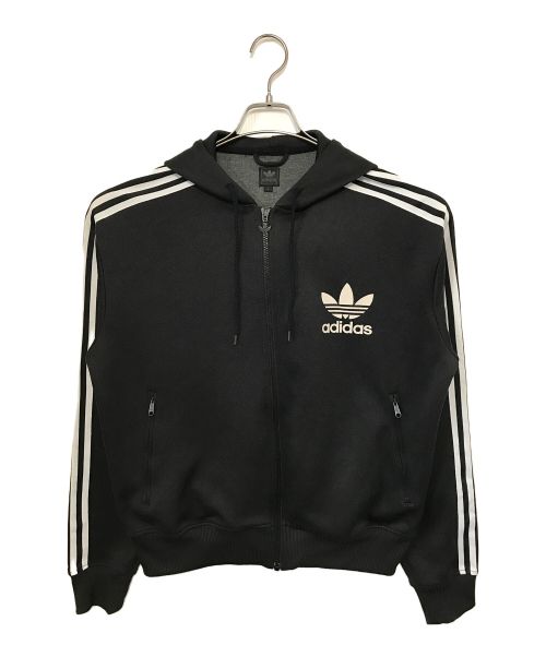 adidas（アディダス）adidas (アディダス) トレフォイルロゴジップパーカー ブラック サイズ:Ⅼの古着・服飾アイテム