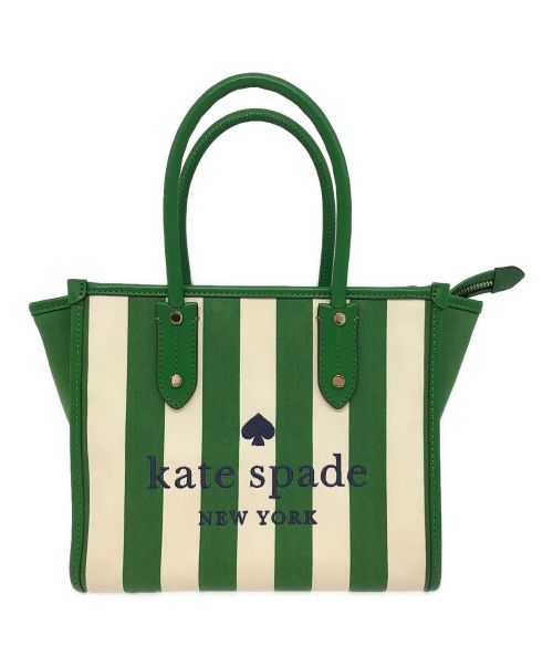 Kate Spade（ケイトスペード）Kate Spade (ケイトスペード) エラ イーブン ストライプ ジャカード スモール トート グリーンの古着・服飾アイテム