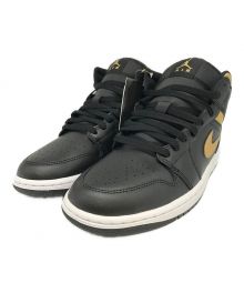 NIKE（ナイキ）の古着「AIR JORDAN 1 MID "Black/Metallic Gold"/ エアジョーダン 1 ミッド ”ブラック/メタリック ゴールド”」｜ブラック×ゴールド