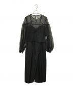 Ameriアメリ）の古着「NET TULLE TOP LAYERED ROMPERS」｜ブラック