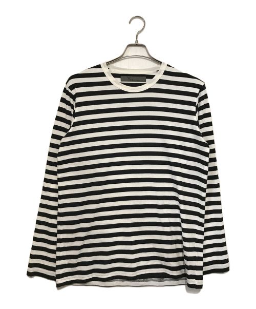 Y's for men（ワイズフォーメン）Y's for men (ワイズフォーメン) LONG SLEEVE T-SHIRT WITH NARROW STRIPES ホワイト×ブラック サイズ:3の古着・服飾アイテム