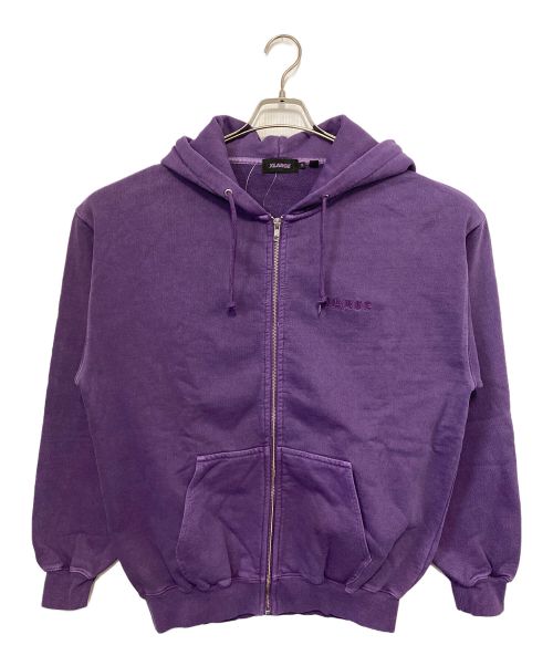 X-LARGE（エクストララージ）X-LARGE (エクストララージ) PIGMENT DYED EMBOSS LOGO ZIP HOODED SWEAT パープル サイズ:Mの古着・服飾アイテム