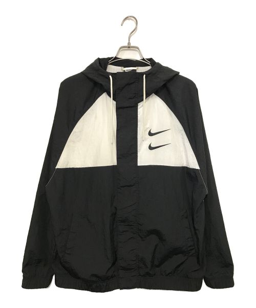 NIKE（ナイキ）NIKE (ナイキ) SWOOSH HOODY WOVEN JACKET ホワイト×ブラック サイズ:XLの古着・服飾アイテム