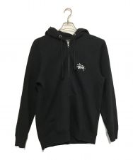 stussy (ステューシー) ロゴプリントジップパーカー ブラック サイズ:M