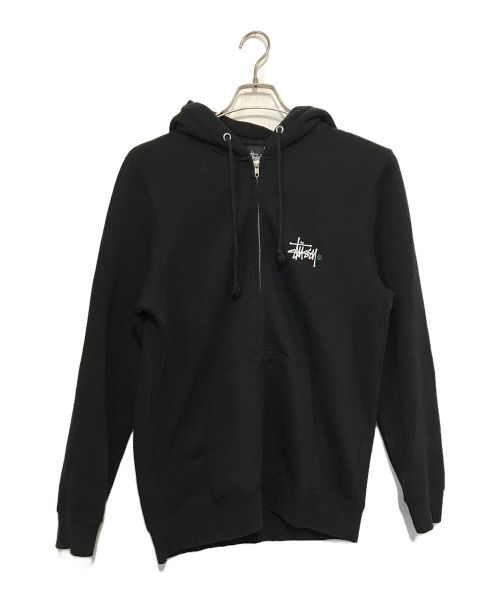 stussy（ステューシー）stussy (ステューシー) ロゴプリントジップパーカー ブラック サイズ:Mの古着・服飾アイテム