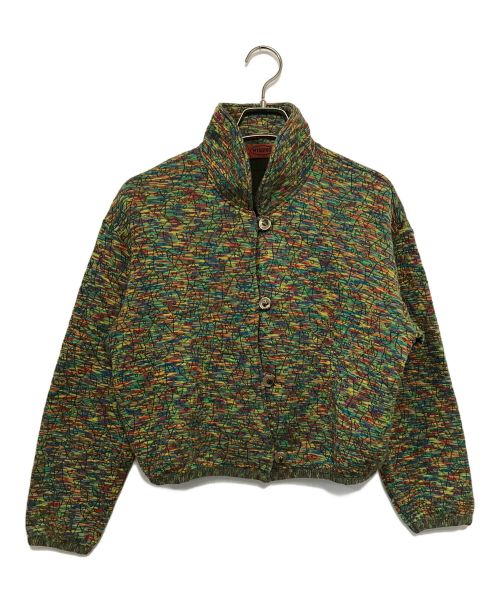 missoni（ミッソーニ）MISSONI (ミッソーニ) 総柄クロップカーディガン グリーン サイズ:Mの古着・服飾アイテム