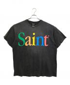 SAINT MICHAELセントマイケル）の古着「ヴィンテージ加工ロゴプリントTシャツ」｜ブラック