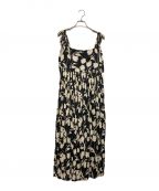 HER LIP TOハーリップトゥ）の古着「Floral Pleated Satin Cami Dress」｜ブラック