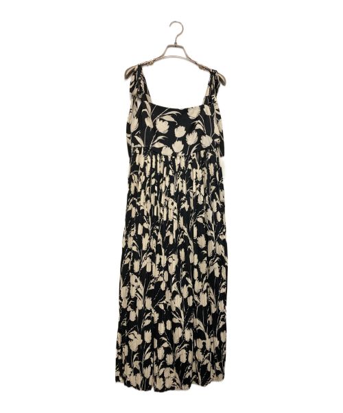 HER LIP TO（ハーリップトゥ）HER LIP TO (ハーリップトゥ) Floral Pleated Satin Cami Dress ブラック サイズ:M 未使用品の古着・服飾アイテム