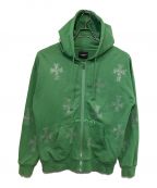 unknownアンノーン）の古着「RHINESTONE CROSS COTTON HOODIE」｜グリーン