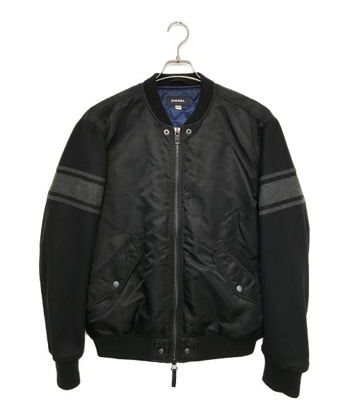 DIESEL（ディーゼル）DIESEL (ディーゼル) W-KNIT-TYPE BOMBER JACKET ブラック サイズ:XLの古着・服飾アイテム