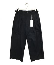 My Beautiful Landlet（マイビューティフルランドレット）の古着「MILITARY CLOTH TUCK WIDE PANTS」｜ネイビー