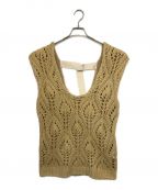 Eaphiエフィ）の古着「U NECK LEAF PATTERN KNIT VEST」｜ブラウン