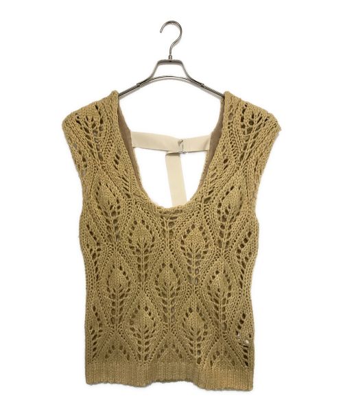 Eaphi（エフィ）Eaphi (エフィ) U NECK LEAF PATTERN KNIT VEST ブラウン サイズ:Fの古着・服飾アイテム