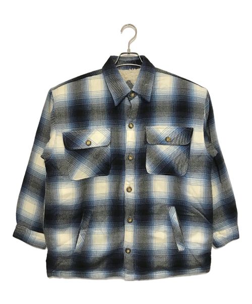 BAYLEAF（ベイリーフ）BAYLEAF (ベイリーフ) 裏ボアオンブレチェックジャケット ネイビー×ブルー サイズ:Ⅼの古着・服飾アイテム