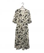 HER LIP TOハーリップトゥ）の古着「Monotone Floral Slit Sleeve Dress」｜ブラック×アイボリー