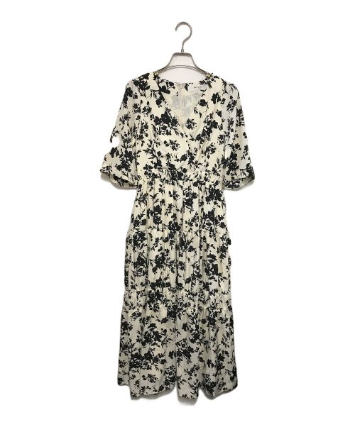 HER LIP TO（ハーリップトゥ）HER LIP TO (ハーリップトゥ) Monotone Floral Slit Sleeve Dress ブラック×アイボリー サイズ:Sの古着・服飾アイテム