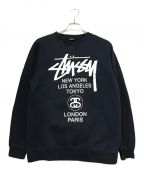 stussyステューシー）の古着「ロゴプリントスウェット」｜ネイビー