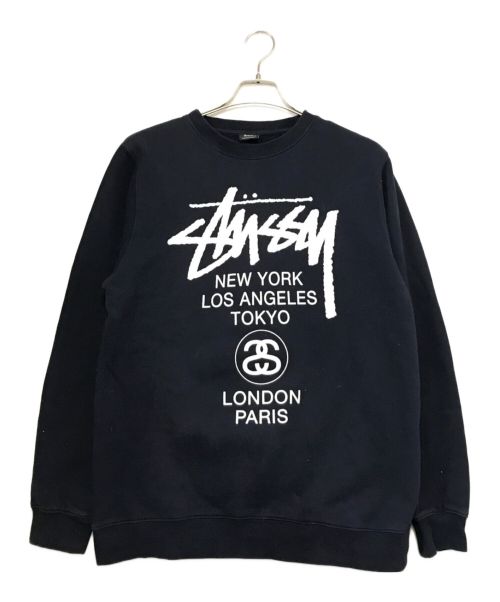 stussy（ステューシー）stussy (ステューシー) ロゴプリントスウェット ネイビー サイズ:MEDIUMの古着・服飾アイテム